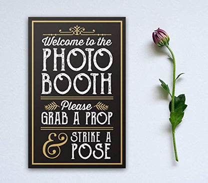 PERFECT PHOTO BOOTH PROP SIGN WITH EASEL BACKER STAND, Great for DIY Photo Booth, Grab A Prop Strike A Pose Photo Booth Sign, Great for wedding, birthday, holiday events and more!