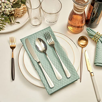 Cloth Napkins Set of 8 – Square 17x17 Inch Jacquard Fabric Polyester Washable Reusable Cloth Napkins for Kitchen Dinner Dining Restaurants Wedding Party Banquet (Sage Green) - color: Sage Green