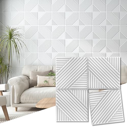 Art3d 33-Pack 3D Wall Panels for Interior Wall Decor, Textured Accent Walls Paneling for Living Room, Bedroom, TV Background, 12"x12" White - color: White
