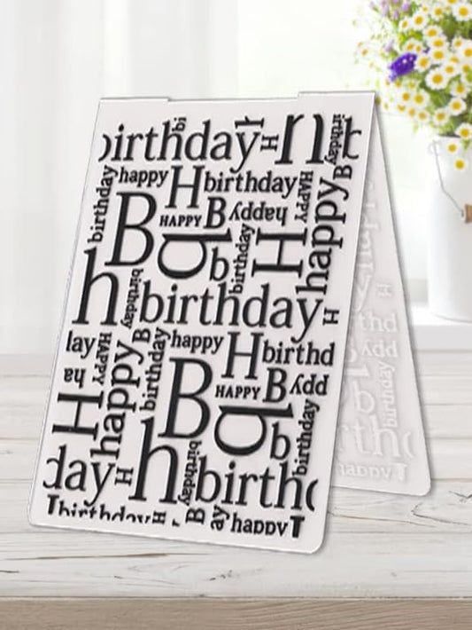 3-D Textured Impressions Background Embossing Folder, Happy Birthday Words Pattern Plastic Embossing Folder Template for Card Making Scrapbooking Paper Craft Album Stamps DIY Décor