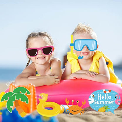 25Pcs Pool Photo Booth Props with Stick, Beach Summer Pool Party Decorations, Hawaiian Party Decorations Funny Selfie Photo Booth Props for Summer Hawaii Party Birthday