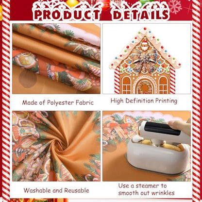 Panelee Large Christmas Gingerbread House Decorations, Gingerbread House Backdrop Photo Prop, 8 x 6 ft Fabric Xmas Candy Backdrop Decor for Holiday Party Decor - style: Gingerbread House