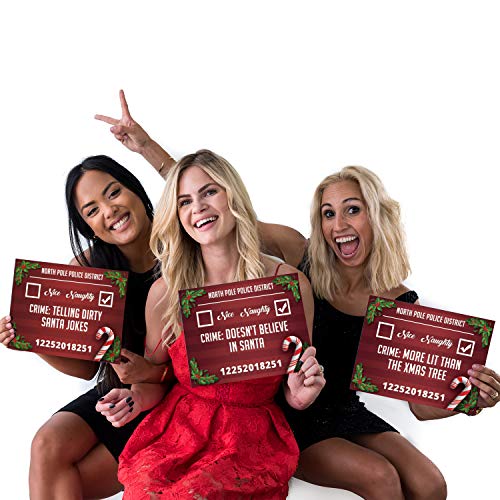 Christmas Photo Booth Prop Mugshot Signs! 20 Double sided cards for 40 fun options!