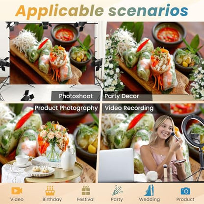 5x7ft Photography Backdrop Vietnamese Shrimp Spring Rolls Traditional Food Pictures Photo Backdrop Photography Background for Photoshoot Portrait Video Party Photo Studio Prop Booth - color: Color9