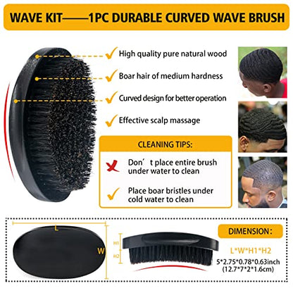 Goiple Wave Pomade for Men Strong Hold Easy Wash 360 Wave Training Hair Cream, Waves Grease for Men Promotes Layered Waves, Moisture, Control and Silky Shine Pomade Brushe Silky Durag Cap Set