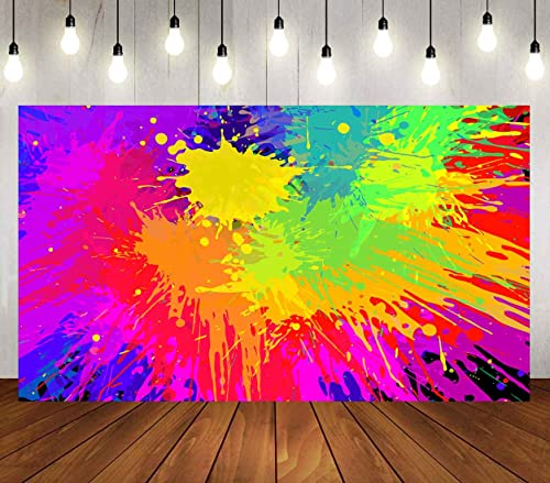 Colorful Graffiti Splatter Backdrop, Vinyl 18x10ft Abstract Paint Splash Photo Backdrop Hip Hop Theme Birthday Talent Show Baby Shower Prom Carnival Backdrops for Photoshoot Photo Studio Props - size: 18x10ft