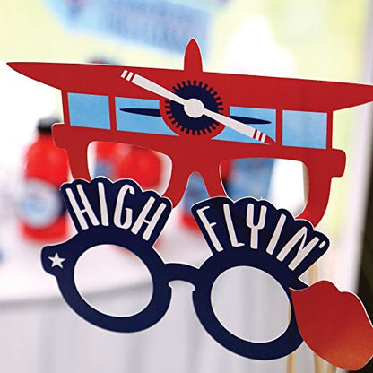 Big Dot of Happiness Taking Flight - Airplane - Vintage Plane Baby Shower or Birthday Party Photo Booth Props Kit - 20 Count