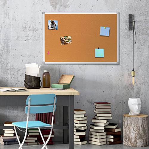 Cork Bulletin Board, Bulletin-Boards, Notes Board, Memo Board, 18 x 24inch, Silver Aluminum Frame - size: 18*24“