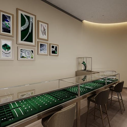 16 Slots Velvet Necklace Bracelet Tray Jewelry Trays Jewelry Drawer Organizer for Necklace, Bracelets, Watch Storage Display (Green) - size: 16 Slot