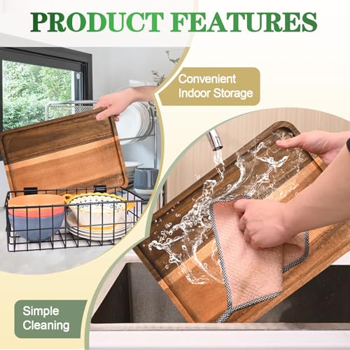 2 Pcs Acacia Wood Serving Tray, Charcuterie Boards Rectangular Wooden Platter, Large Serving Tray Wood Kitchen Display Tray for Food, Cookie, Dessert, Fruit, Snack, Vegetable, 13" x 9" x 0.6" - size: 13*9 inch