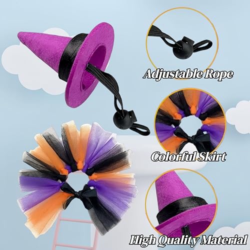 Reptile Witch Costume for Lizard & Chameleon - Adjustable Hat & Tutu Skirt, Festive Reptile Cosplay Outfit for Photo Props Halloween Christmas-Purple Hat - color: Witch-Purple Hat