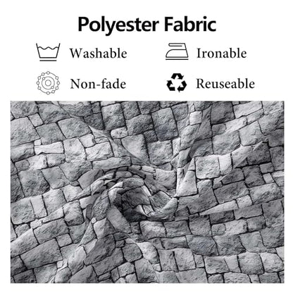 8x6ft Fabric Grey Stone Brick Wall Photography Backdrop Medieval Castle Wall Decor Kids Party Decorations Halloween Knight Themed Photo Booth Props Wallpaper - size: 8x6ft