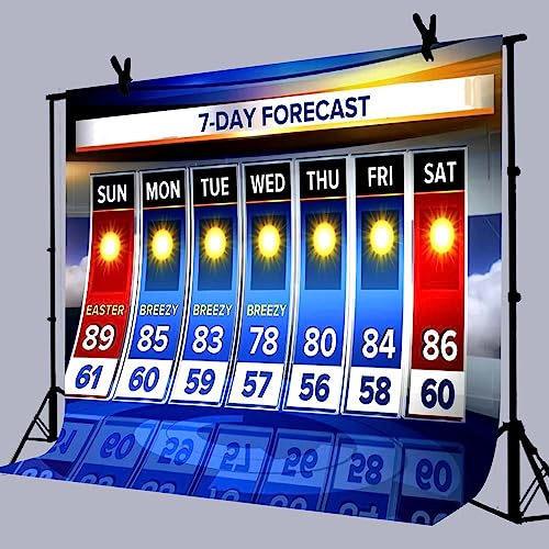 Weather Forecast Backdrop 5x3ft Seven-Day Broadcast Sunny Day Photo Background Business Study Portrait Studio Prop Wallpaper BJMYLU397 - size: vinyl-5x3ft