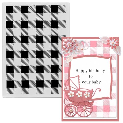 ABTOLS Check Embossing Folders for Card Making, 3D Plastic Embossing Folder Plaid Background Embossing Template Paper Crafts Plastic Textured Impressions for Card Making Scrapbooking - color: check