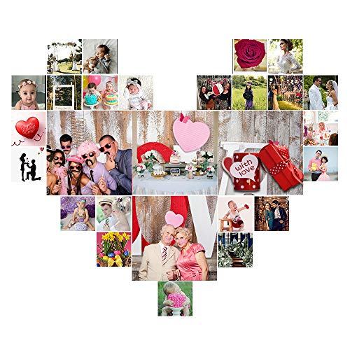 Valentine's Day Backdrops Pink Love Heart Retro Wooden Wall Photography Background Wedding 7x5ft Photo Background Newborn Bridal Shower Birthday Party Banner Decor Mother's Day Photo Studio Props