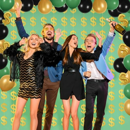 Xinnun Money Party Decorations Gold Old Dollar Sign Hanging Banners Currency Symbol Banner Cutouts Finance Investment Theme Ribbon Streamers for Casino Money Bachelorette Birthday Party Decor - style: Dollar
