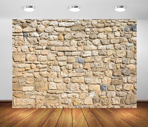 8x6ft Fabric Rock Stone Wall Backdrop Rural Style Rough Rock Construct Exterior Wall Texture Countryside Photography Background Stage Theatre Play Birthday Decoration Portraits Photo Props - size: 8x6FT