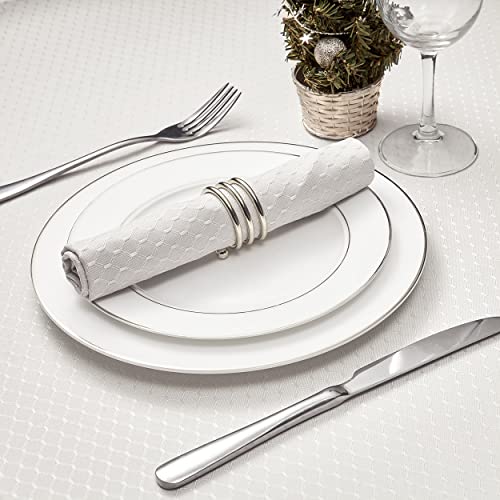Cloth Napkins Set of 8 – Square 17x17 Inch Jacquard Fabric Polyester Washable Reusable Cloth Napkins for Kitchen Dinner Dining Restaurants Wedding Party Banquet Table (Ivory) - color: Ivory