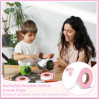 168 Pcs Foam Tape Craft Double Sided Precut 3/4 X 1/2 Inch 3D Adhesive Foam Squares Self Adhesive Dots Pink for Halloween Christmas DIY Crafts Art Sewing Supplies (1 Tape, Pink) - color: Pink, style: 1 Tape