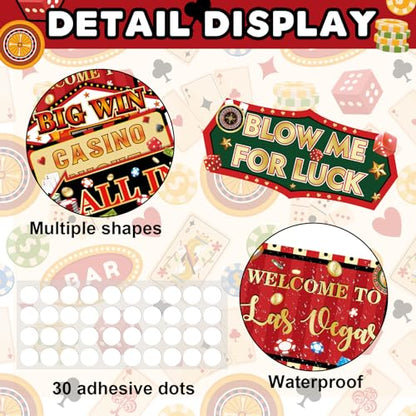 20 Pieces Casino Party Decorations Vegas Themed Party Directional Signs Casino Signs Welcome to Las Vegas Party Decorations Casino Night Poker Chip Dice Birthday Party Supplies - style: Casino