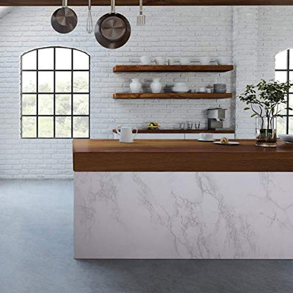 practicalWs Marble Wallpaper Granite White and Grey Paper Roll 23.6" x 118" Kitchen Countertop Cabinet Furniture is Renovated Thick PVC Easy to Remove Without Leaving Glue Upgrade - color: Gray/White, size: 23.6" x 118"