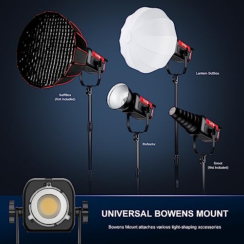 GVM 200W LED Video Light with Lantern Softbox, SD200B Continuous Lighting Kit with Bluetooth Mesh Network/DMX Control, 2700K-6800K Studio Light Photography Lighting Kit, 45400lux/1m, 12 Scene Effects - size: Sd200b-set2
