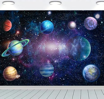 Algasan Outer Space Backdrop Galaxy Planet Party Backdrops Starry Theme Banner for Kids Boys Girls Birthday Party Photography Background Photo Studio Props Cake Table Decor 59.1"x35.4" - size: 59.1"x35.4"