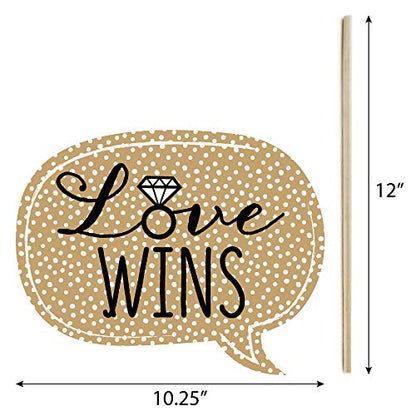 Big Dot of Happiness Mrs. and Mrs. - Gold - Lesbian Wedding Photo Booth Props Kit - 20 Count