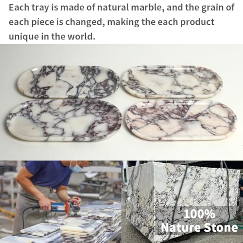 Natural Marble Tray, Coffee Table, Food, Fruit, Paper Cup, Cake Display, Coffee bar, Family Gatherings, Seasonal Holiday Decoration Tray(Viola-oval-11 x5 x0.7) - color: Viola-oval-11"x5"x0.7"