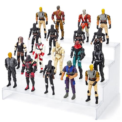 SIXPOINTS 3.75 inch Action Figure Riser Display Shelf With Peg ,4 Tier Toy Collectibles Organizer,Compatible with 1/18 Scale Vintage Star Wars /G.i Joe Figures toy