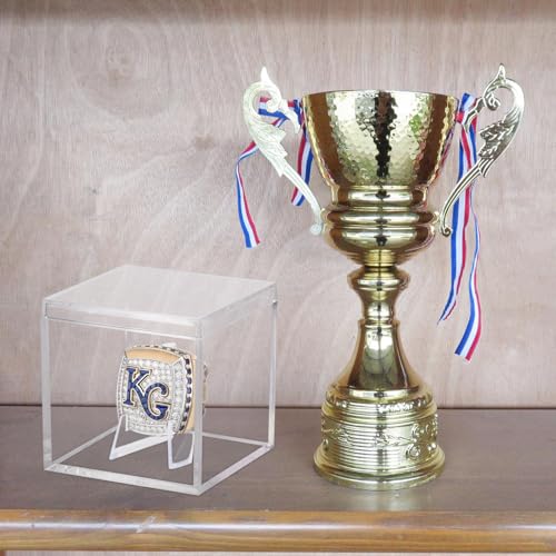 3 Pack Championship Ring Display Case Clear Acrylic Display Case Mini Football Baseball Softball Ring Holder Display Box Single Coin Stand 1 Slot Ring Hole Storage Box for Sports Fans, 2.16 Inch - size: 3 Pack