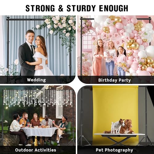 Backdrop Stand for Parties 10 x 8.5 FT, Heavy Duty Photography Backdrop Stand for Events, Video Shooting, Portable Photo Background Stand with Carry Bag, Sandbags, Spring Clamps - size: 10x8.5 FT