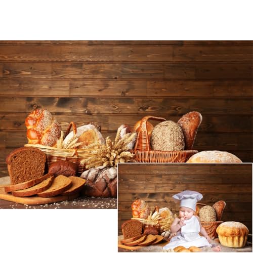 YongFoto Bakery Baking Backdrop 5x3ft Bake House Bread Basket Wheat Ears Vintage Photography Background Kids Birthday Party Banner Baby Baker Portrait Photoshoot Wallpaper Photo Studio Booth Props - color: Style 4, size: 5ftx3ft