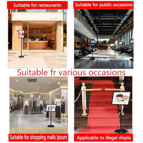 10 Packs 8.5x11 Inch Pedestal Poster Sign Stand, Vertical and Horizontal Adjustable Floor Standing Snap Open Frame for Display in Malls, Schools, Restaurants (Black)