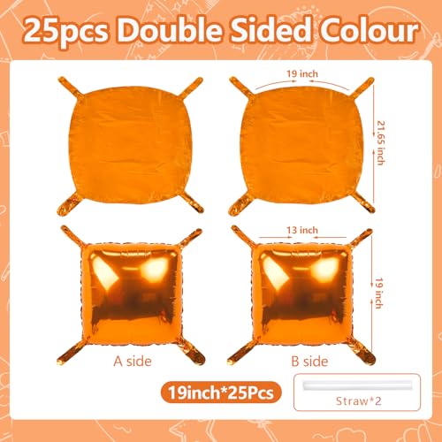 NISOCY Thanksgiving Fall Balloons 25PCS Orange Square Foil Balloons Wall Backdrop Double Sided Orange Balloon Tunnel Arch Kit for Birthday Graduation Wedding Halloween Baby Shower Party Decorations - color: C01 - Orange, size: 25PCS