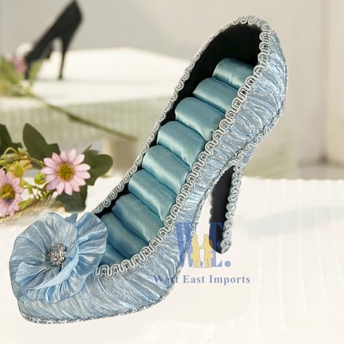 Ring Holder High Heel Shoe Design Fashion Jewelry Organizer Display Birtyday Gift (Blue) - color: Blue