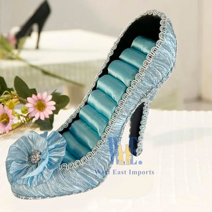Ring Holder High Heel Shoe Design Fashion Jewelry Organizer Display Birtyday Gift (Blue) - color: Blue
