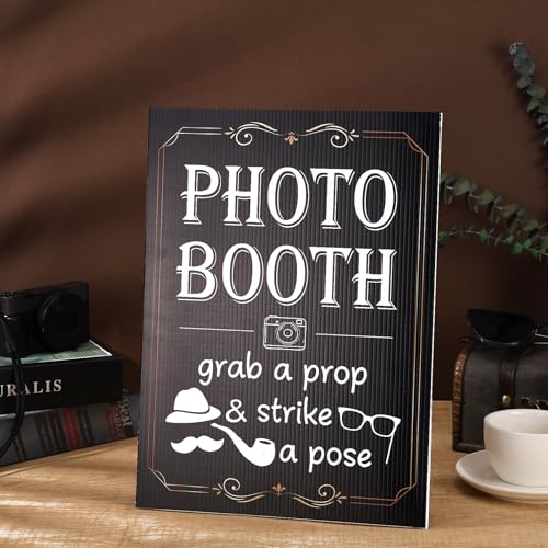 Happiness Photo Booth Sign with Stand Retro Background Table for Event Photography Props Desktop Decoration Party Supplies