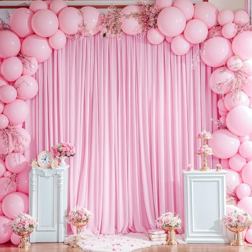 10x10ft Pink Backdrop Curtain for Wedding Parties Wrinkle Free Fabric Light Pink Drapes Backdrop Decoration for Baby Shower Birthday Photography Decoration 2 Panels, 5ft x 10ft - color: Pink, size: 5ft x 10ft x 2 panels