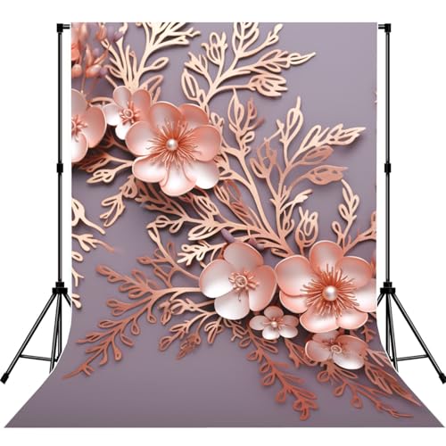 Rose Gold Elegant Backdrop Background for Photography 5x7ft Photobooth Professional Photo Backdrop Curtains Video Photography Studio Photo Backgrounds Banner Booth Background Screen Parties - color: Rose Gold Elegant Decorative Floral