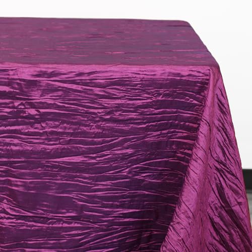 YOUR CHAIR COVERS - 90 x 132 inch Rectangular Crinkle Taffeta Tablecloth - Purple, Rectangle Table Linens for 6 ft Rectangular Tables, Wedding Crushed Table Cloth - color: Purple, size: 132" x 90" (Rectangular)