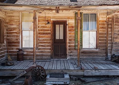 BELECO 5x3ft Fabric Rustic Wooden House Backdrop Western Farmhouse Vintage Cabin Wild West Town Old Building Background Countryside Cowboys Party Decorations Photography Studio Booth Props - size: 5x3FT