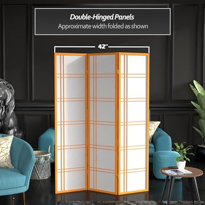 Red Lantern 6 ft. Tall Double Cross Shoji Screen - Honey - 3 Panels - color: Honey, size: 3 Panel