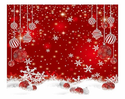 Allenjoy 10 x 8 FT Red Christmas Sparkle Bokeh Snowflakes Photography Background Xmas Party Decor Backdrop for Photo Studio Prop Supplies - size: 118 x 95 in