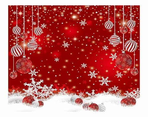 Allenjoy 10 x 8 FT Red Christmas Sparkle Bokeh Snowflakes Photography Background Xmas Party Decor Backdrop for Photo Studio Prop Supplies - size: 118 x 95 in