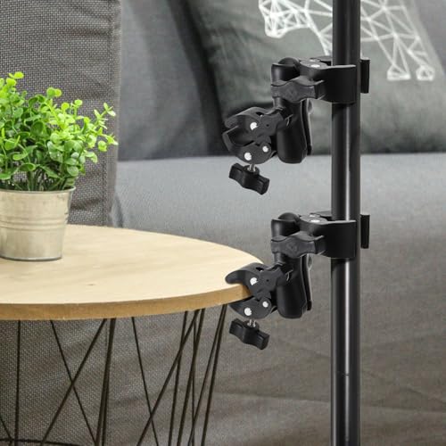 Foraineam Double Mount Camera Clamp Bracket, Umbrella Mount Motorcycle Bike Handlebar Clamps, Super Clamp Monitor Magic Arm, Crab Plier Clip for Desktop, Wagon, Selfie Stick, Photo Studio Light Stand