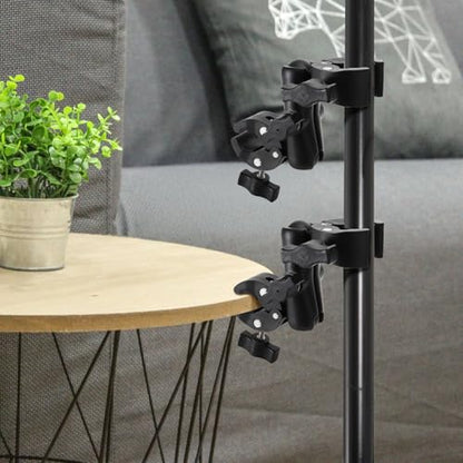 Foraineam Double Mount Camera Clamp Bracket, Umbrella Mount Motorcycle Bike Handlebar Clamps, Super Clamp Monitor Magic Arm, Crab Plier Clip for Desktop, Wagon, Selfie Stick, Photo Studio Light Stand