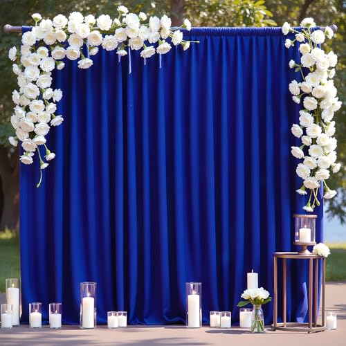 Asee'm 10x10FT Royal Blue Backdrop Curtains for Parties, Polyester Photo Fabric Curtain Backdrop Drapes for Birthday Wedding Party Decor Background Photography with Rod Pocket, 5x10FT, 2 Panels - color: Royal Blue, size: 5'(W) x 10'(H), 2 panels
