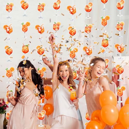 Xinnun Margarita Party Decorations Spritzy Bar Hanging Banners Orange Citrus Retro Cocktail Garlands Tequila Cutout Ribbon Streamers for Cocktail Bachelorette Bridal Shower Engagement Wedding Supplies - style: Aperol