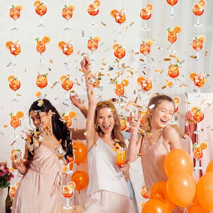 Xinnun Margarita Party Decorations Spritzy Bar Hanging Banners Orange Citrus Retro Cocktail Garlands Tequila Cutout Ribbon Streamers for Cocktail Bachelorette Bridal Shower Engagement Wedding Supplies - style: Aperol